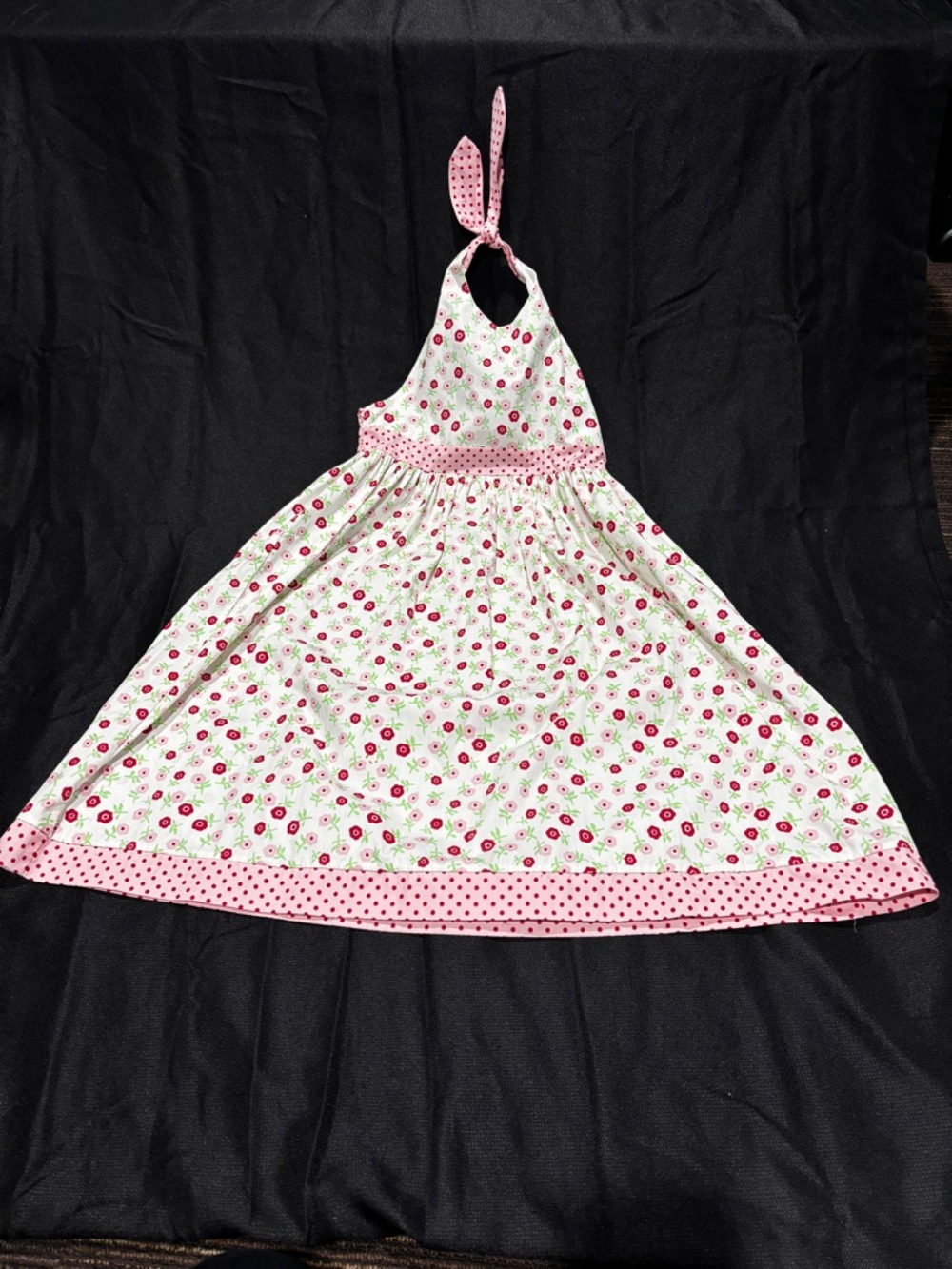 Strasburg Pink and White Floral Halter Dress for Kids